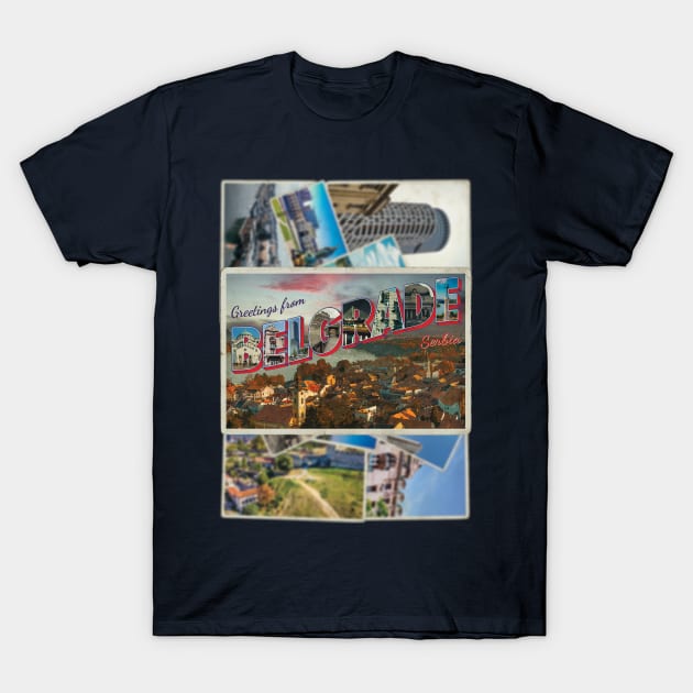 Greetings from Belgrade in Serbia Vintage style retro souvenir T-Shirt by DesignerPropo